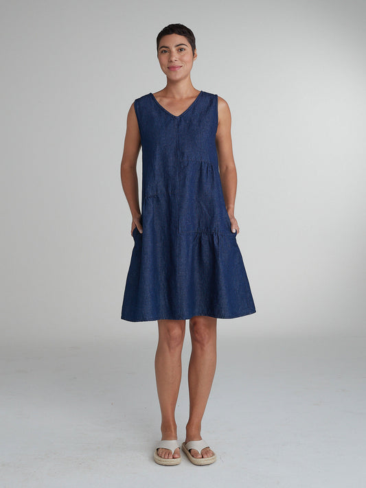 Cut Loose Flax Denim Patch Dress, Style #0450784