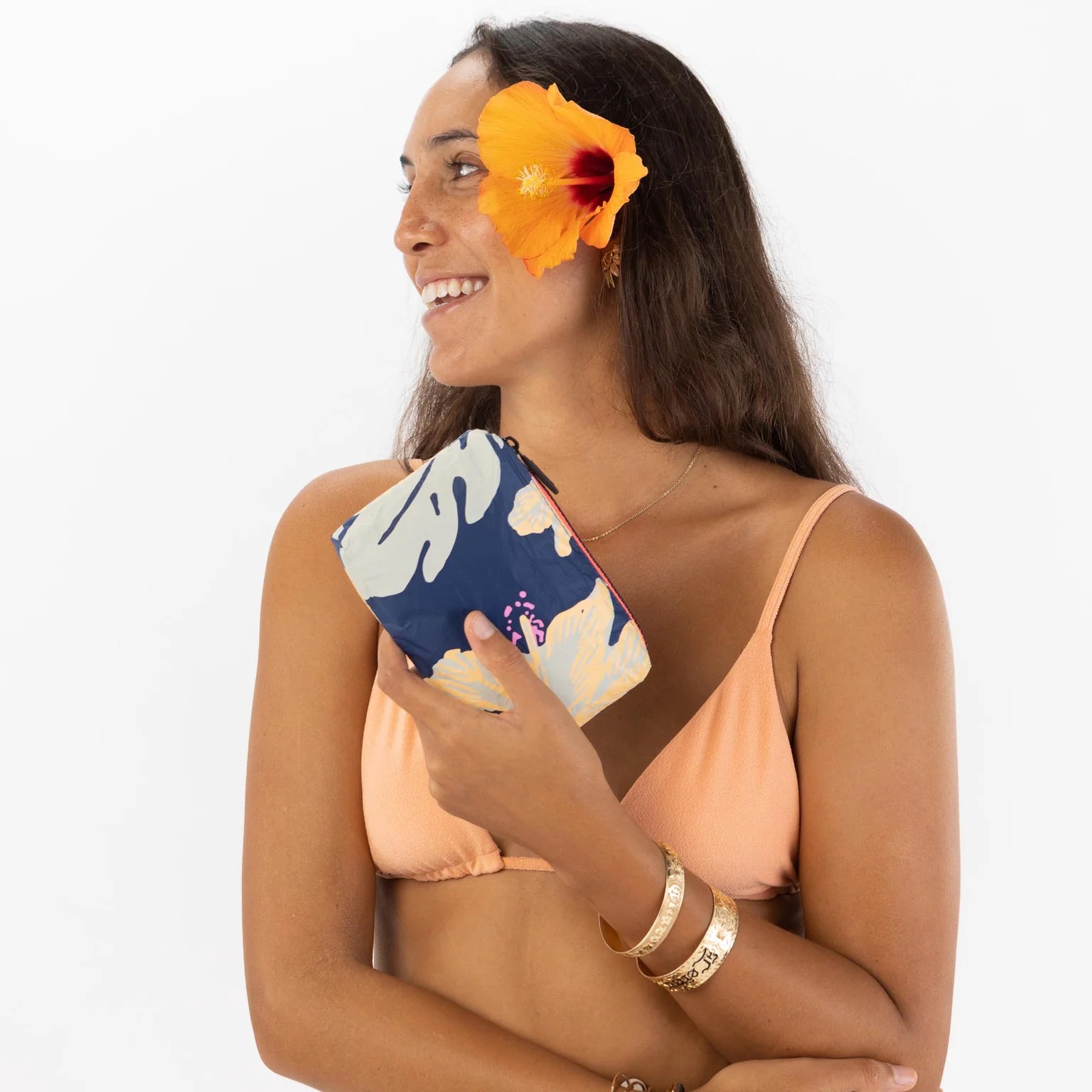 Aloha Mini Pouch Papeʻete Neon Moon on Navy Aloha