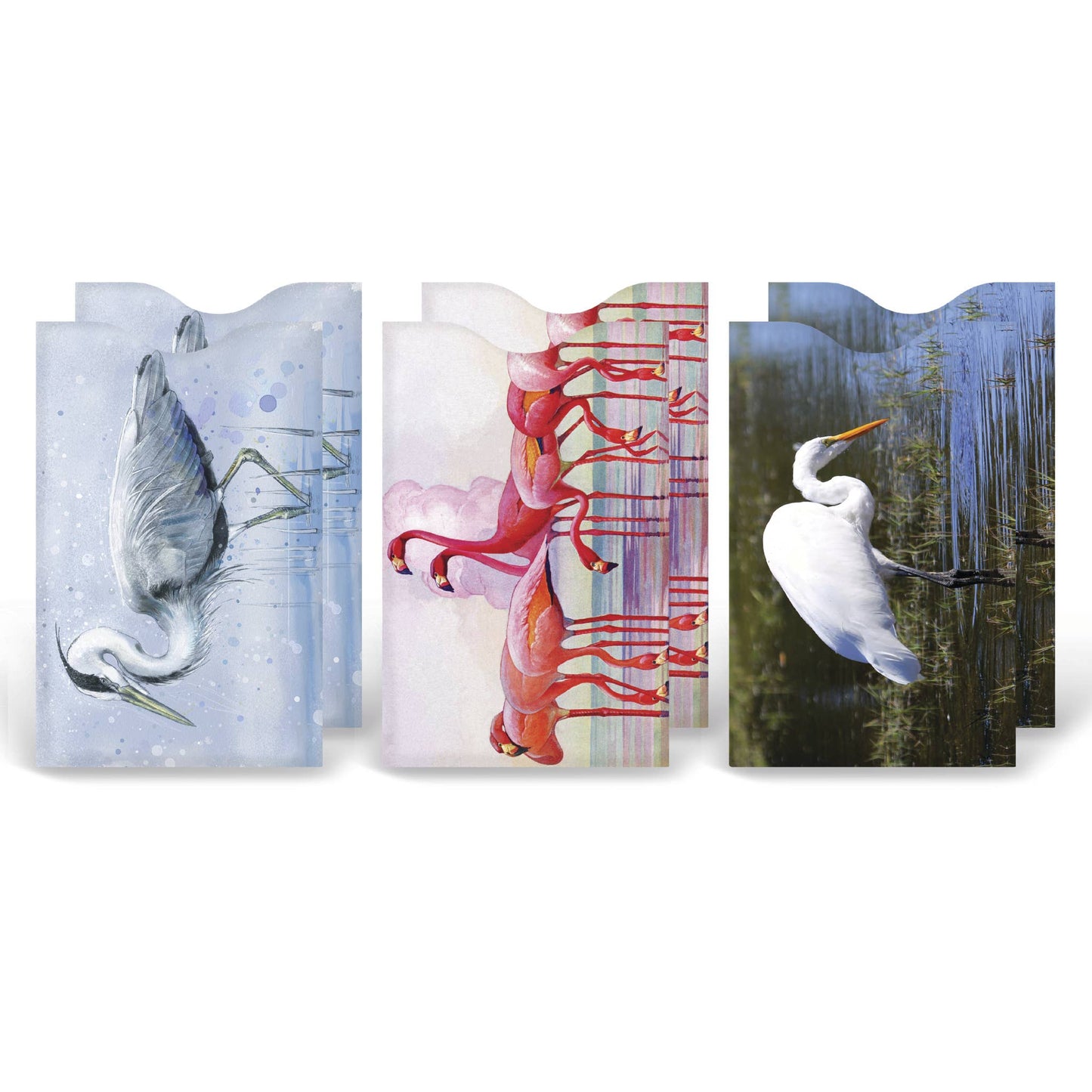Set Of 6 - Coastal Birds Credit Card Sleeve