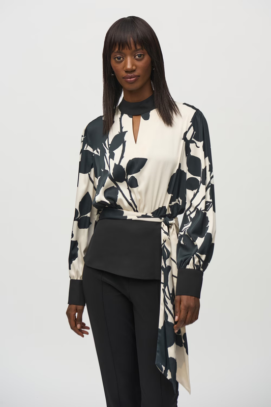 Joseph Ribkoff Satin and Georgette Floral Top, Style #244942