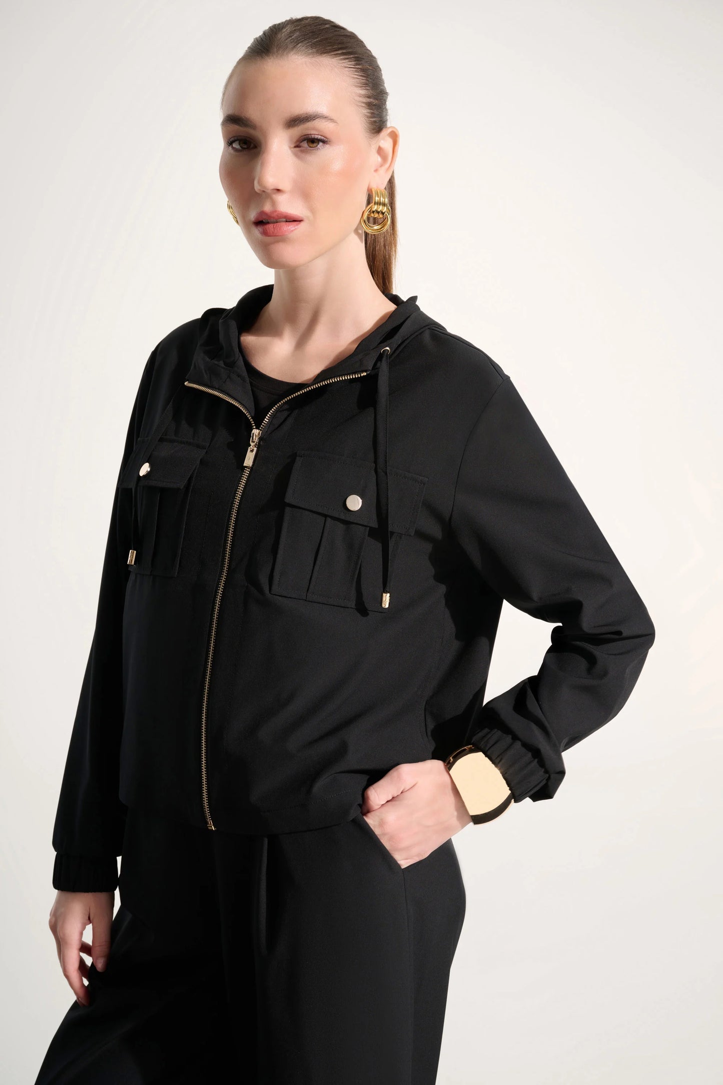 Joseph Ribkoff Hooded Zipper Casual Jacket, Style 262621