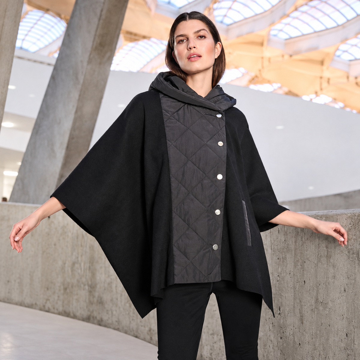 Joseph Ribkoff Sweater Knit Quilted Poncho Jacket Style 263627