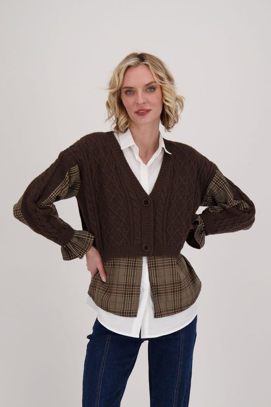Gabby Isabella Shirt With Cable Knit Cardigan Topper, Style #524718