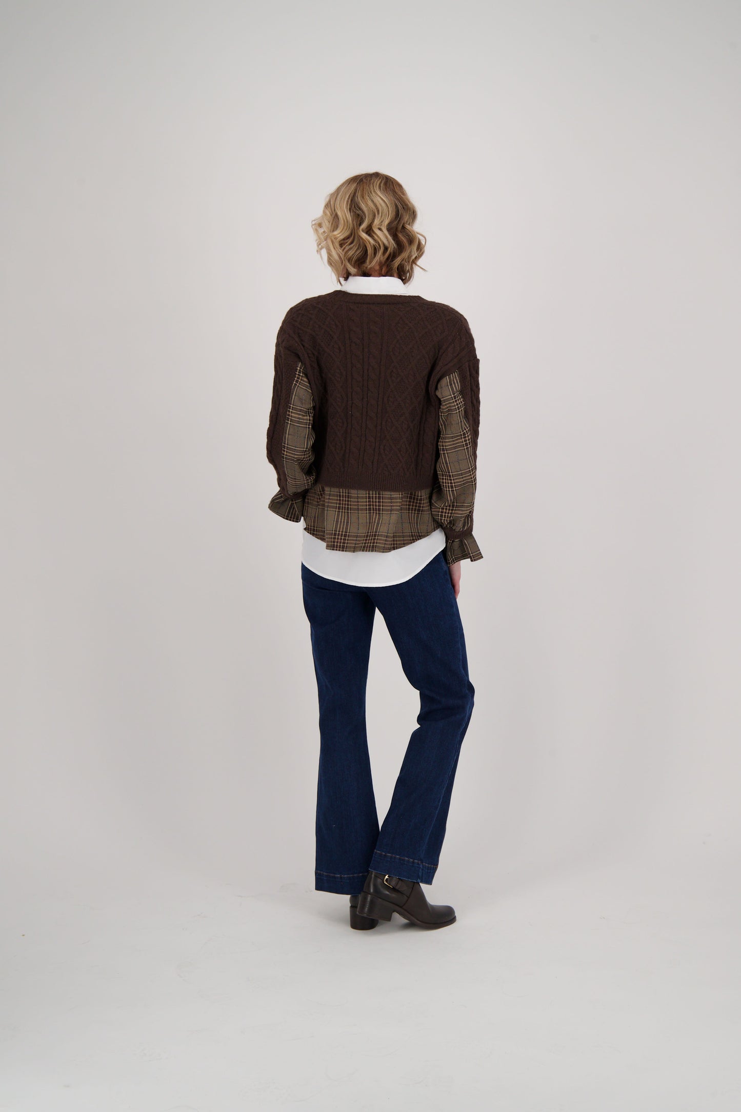 Gabby Isabella Shirt With Cable Knit Cardigan Topper, Style #524718