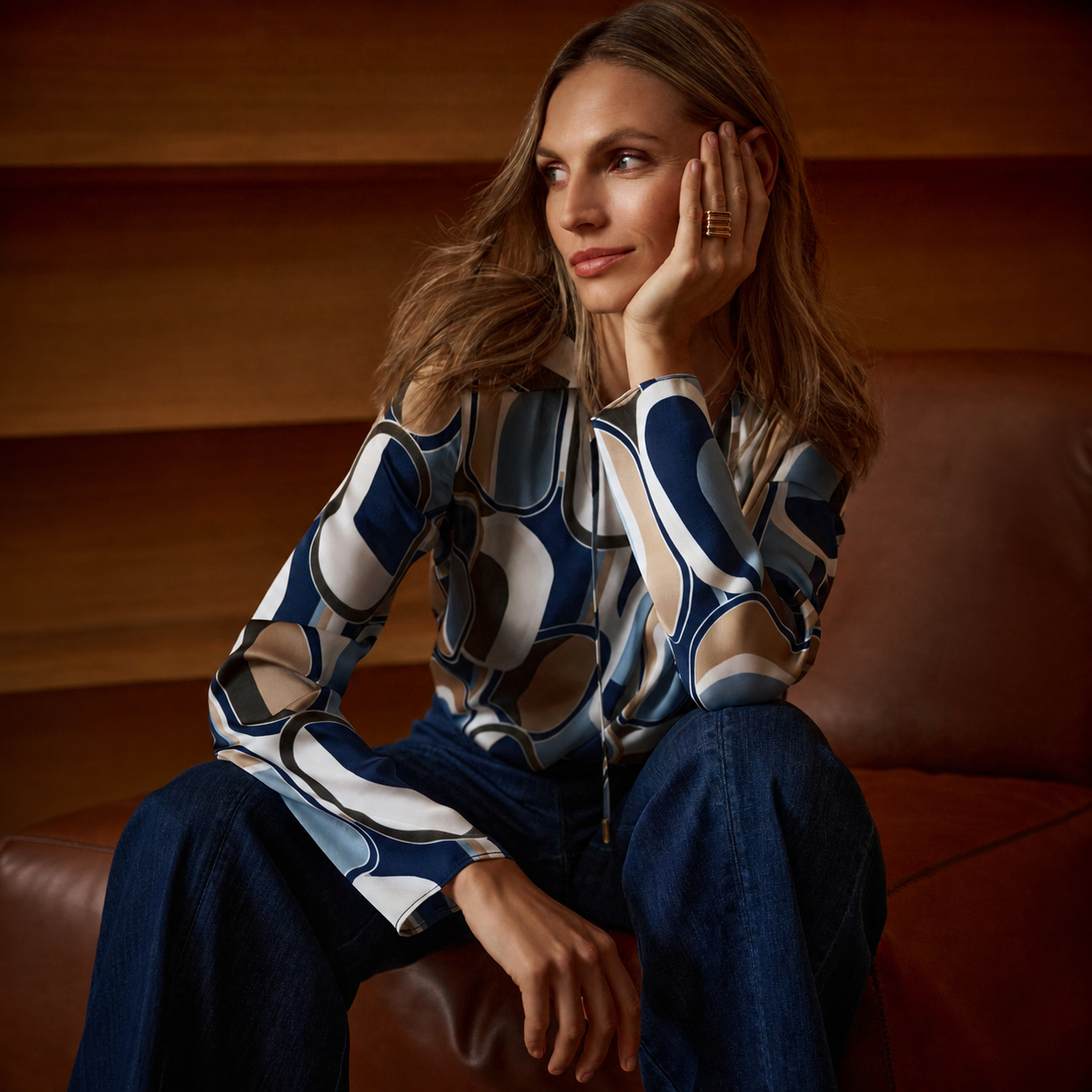 Joseph Ribkoff Recycled Satin Geometric Top, Style 263071