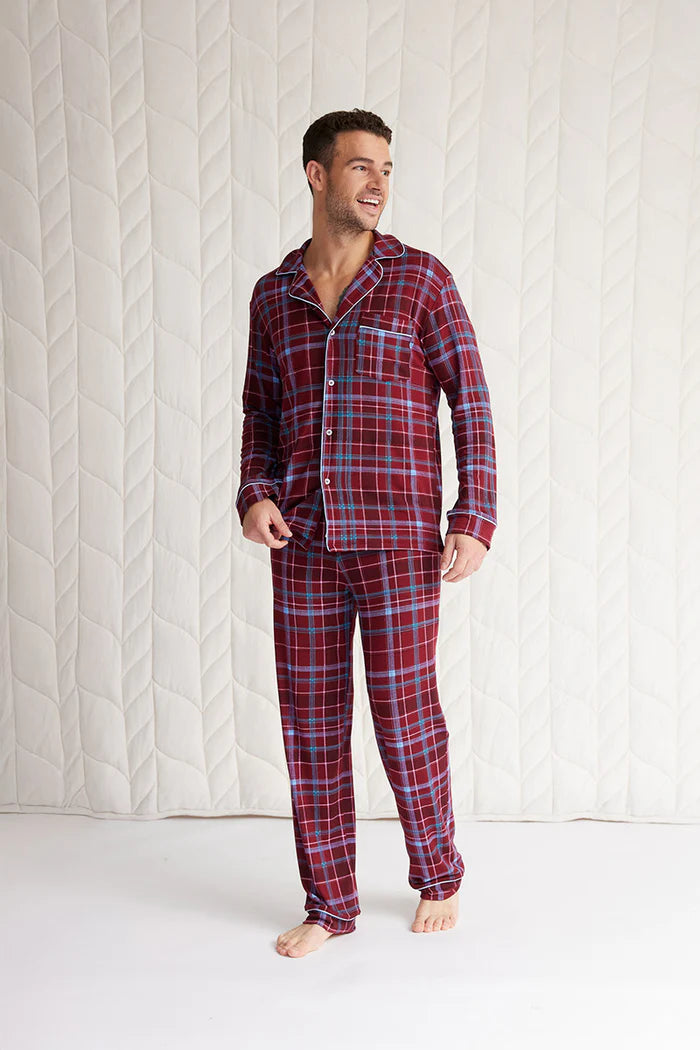 This is J Men's Long Sleeve Button-Down Pajama Set