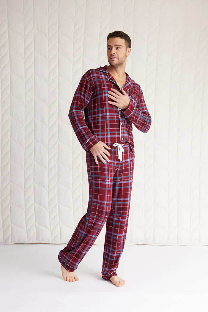 This is J Men's Long Sleeve Button-Down Pajama Set