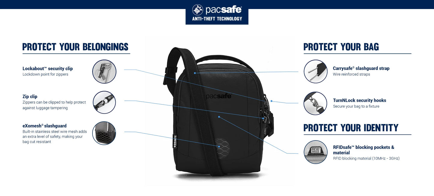 Pacsafe® LS100 Anti-Theft Crossbody Bag, Style #40131