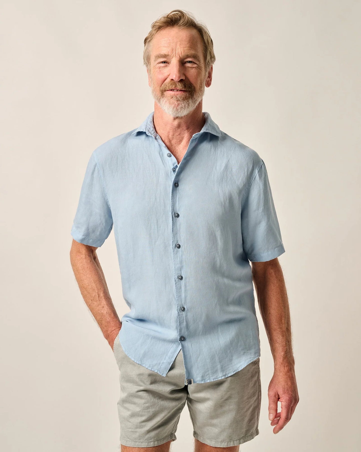 Johnnie-O Short Sleeve Hangin' Out Linen Button Up Shirt - Gianni, Style #JMWS100050