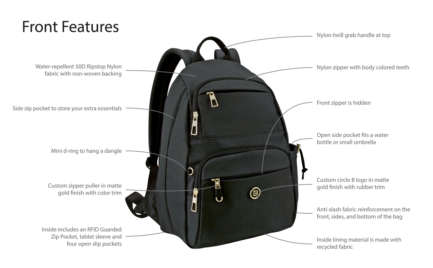 Beside·U® Aileen Backpack, Style #BNU170WT