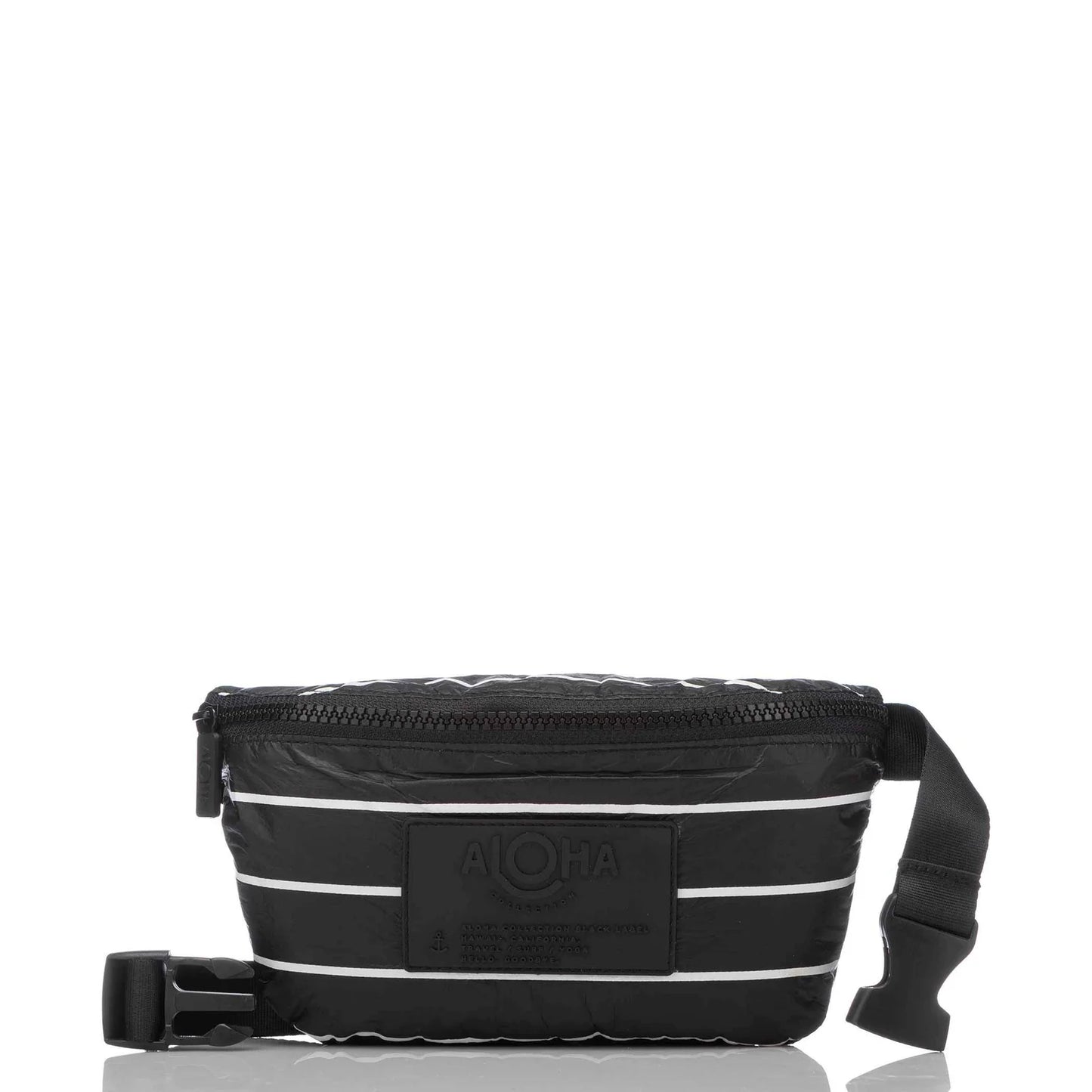Aloha Mini Hip Pack in White on Black pinstripe Aloha