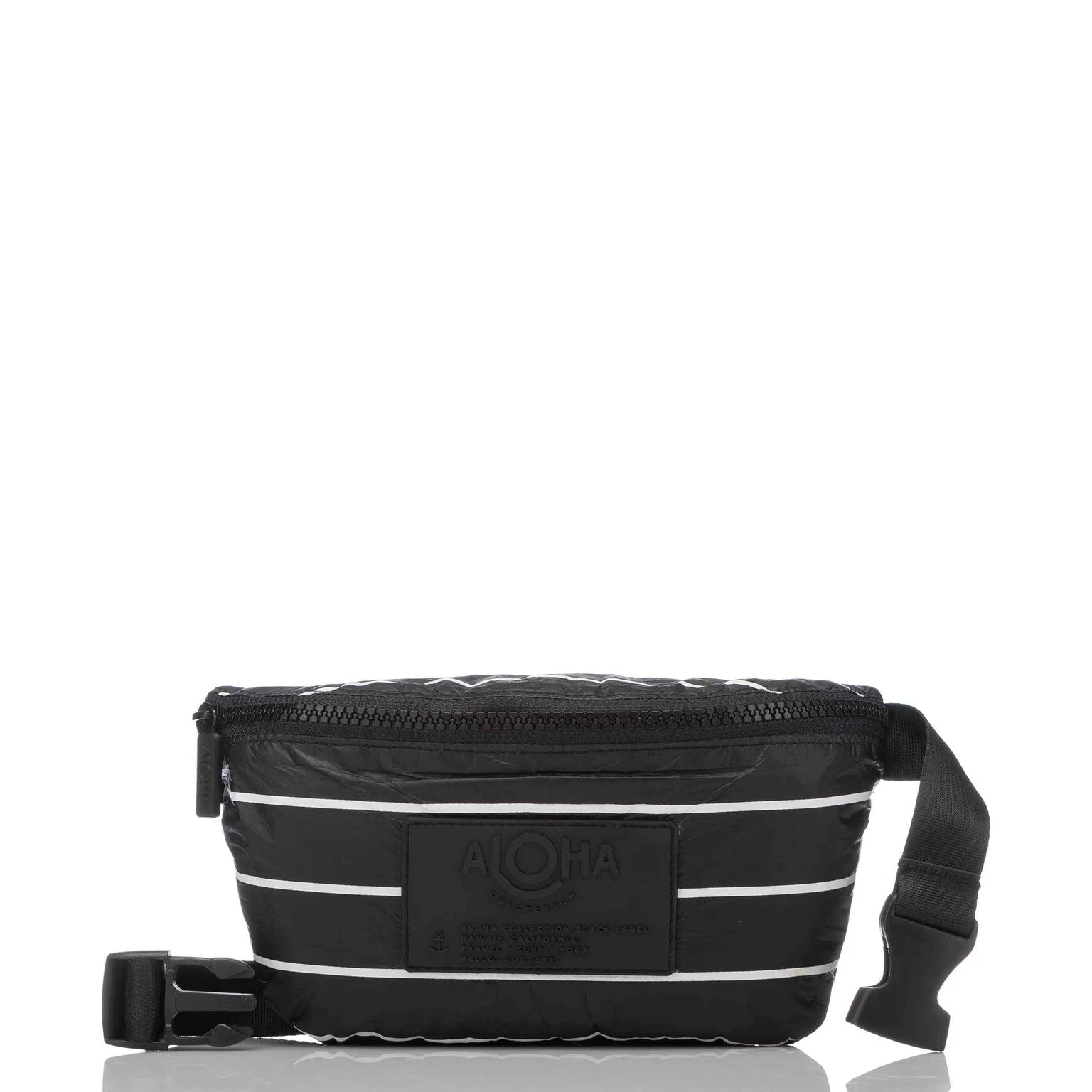 Aloha Mini Hip Pack in White on Black pinstripe Aloha
