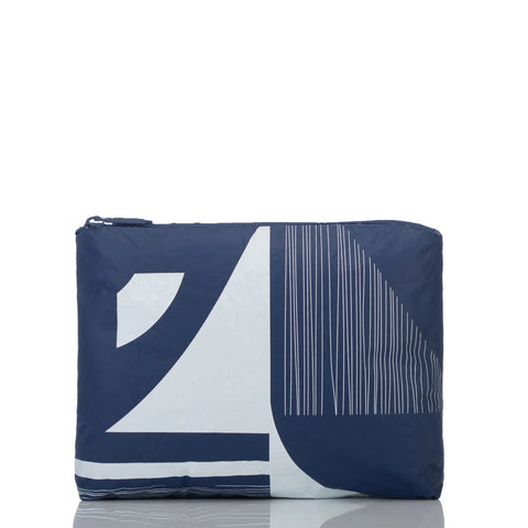 Aloha Dockside Mid Pouch in White on Navy Aloha