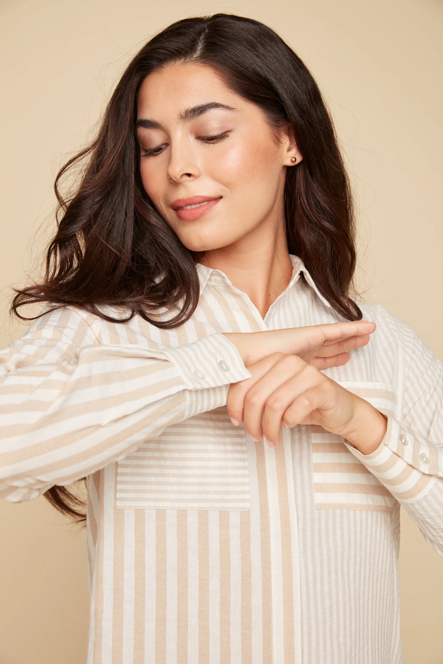 Renuar Collection Button-Up Collar Blouse, Style #R5166