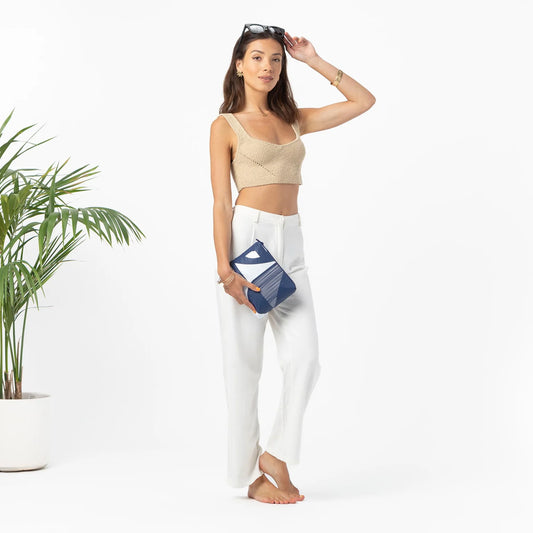 Aloha Small Dockside White on Navy Pouch Aloha