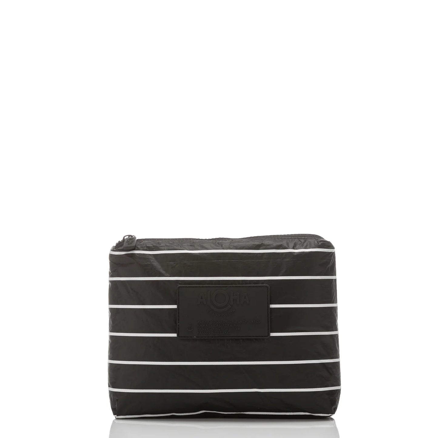 Aloha Small Pouch Pinstripe White on Black Aloha