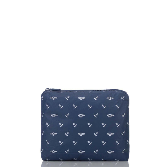 Aloha Small Shipwrecks Anchor White on Navy Pouch Aloha