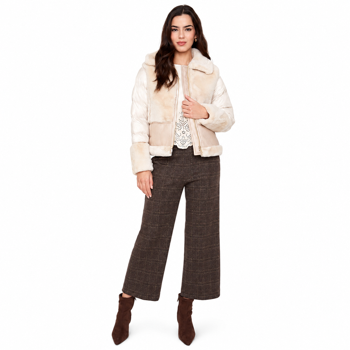 Renuar Pleather Bonded Faux Fur Jacket