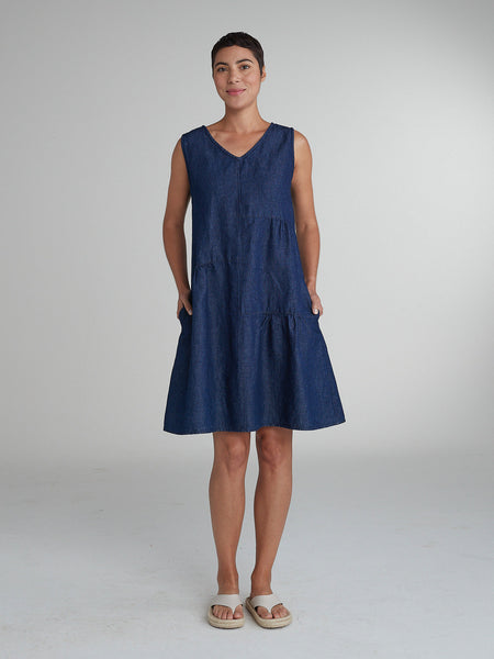 Cut Loose Flax Denim Patch Dress, Style #0450784