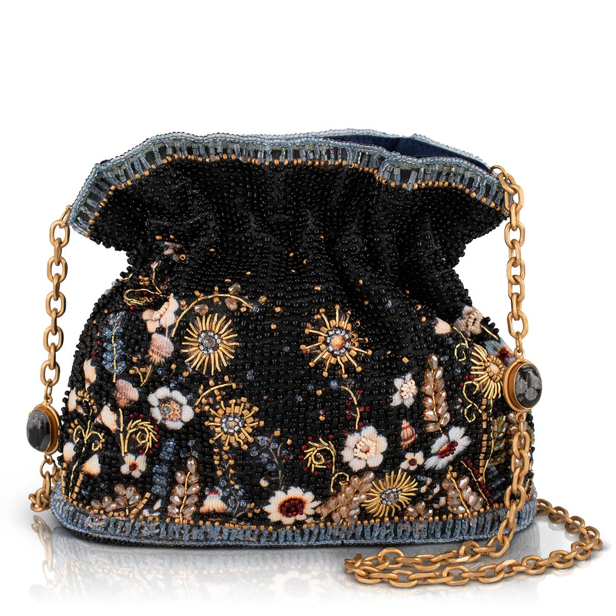Le Jardin beaded floral crossbody bucket bag