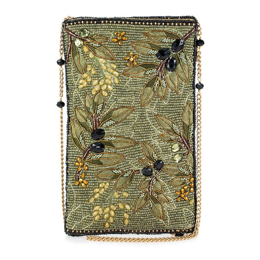 Olive Branch Beaded and Embroidered Crossbody Phone Bag