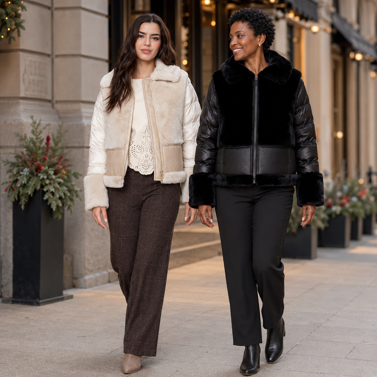 Renuar Pleather Bonded Faux Fur Jacket