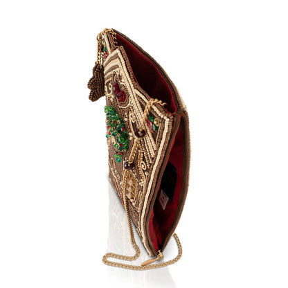 Candy Cottage beaded gingerbread house crossbody bag