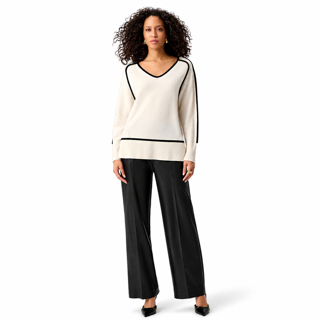 Joseph Ribkoff Cashmere And Wool Contrast trim Sweater Style 263941