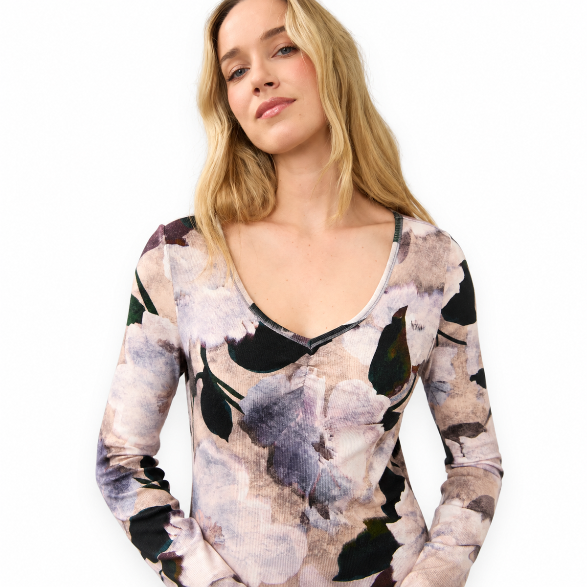 FDJ Long Sleeve V-Neck Top