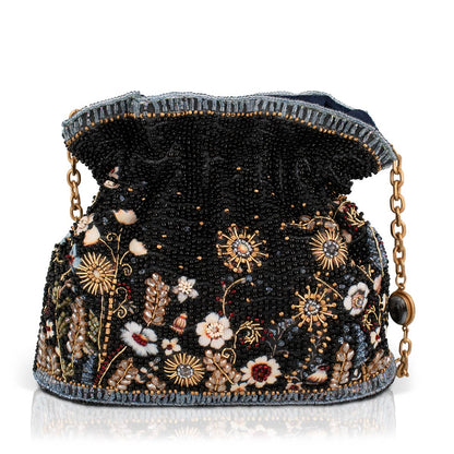 Le Jardin beaded floral crossbody bucket bag