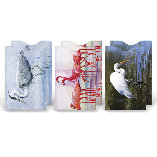 Set Of 6 - Coastal Birds Credit Card Sleeve