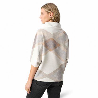Joseph Ribkoff Brushed Viscose And Nylon Plaid Funnel-Neck Sweater