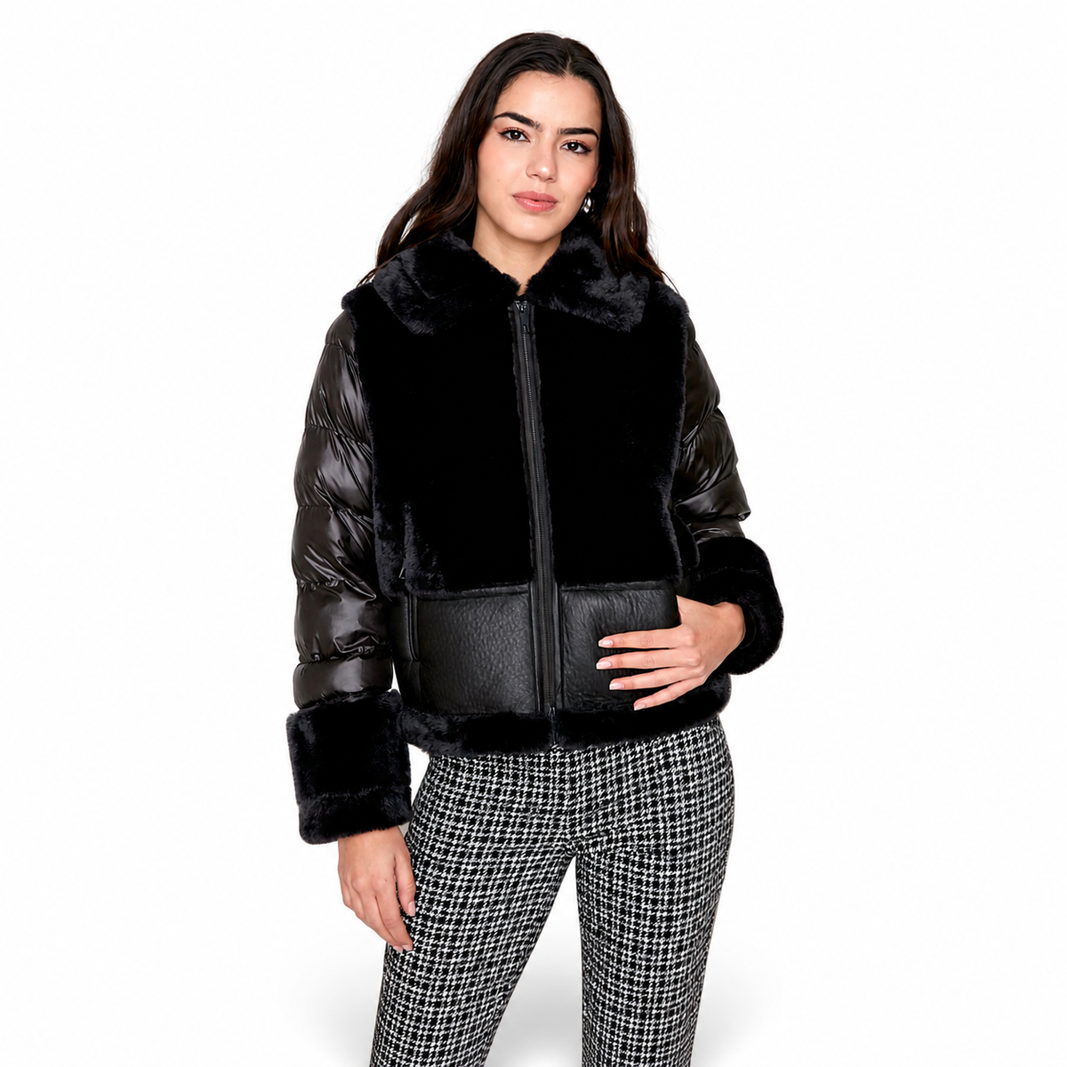 Renuar Pleather Bonded Faux Fur Jacket