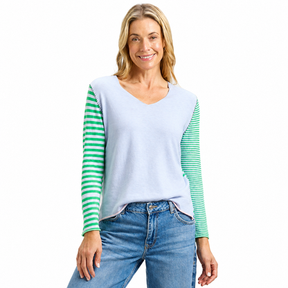 Zaket & Plover Striped V-Neck Sweater