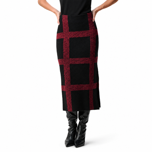 Joseph Ribkoff Brushed Viscose And Nylon Knit Plaid Pencil Skirt