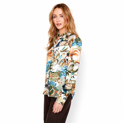 Renuar Printed Luxe Satin Blouse