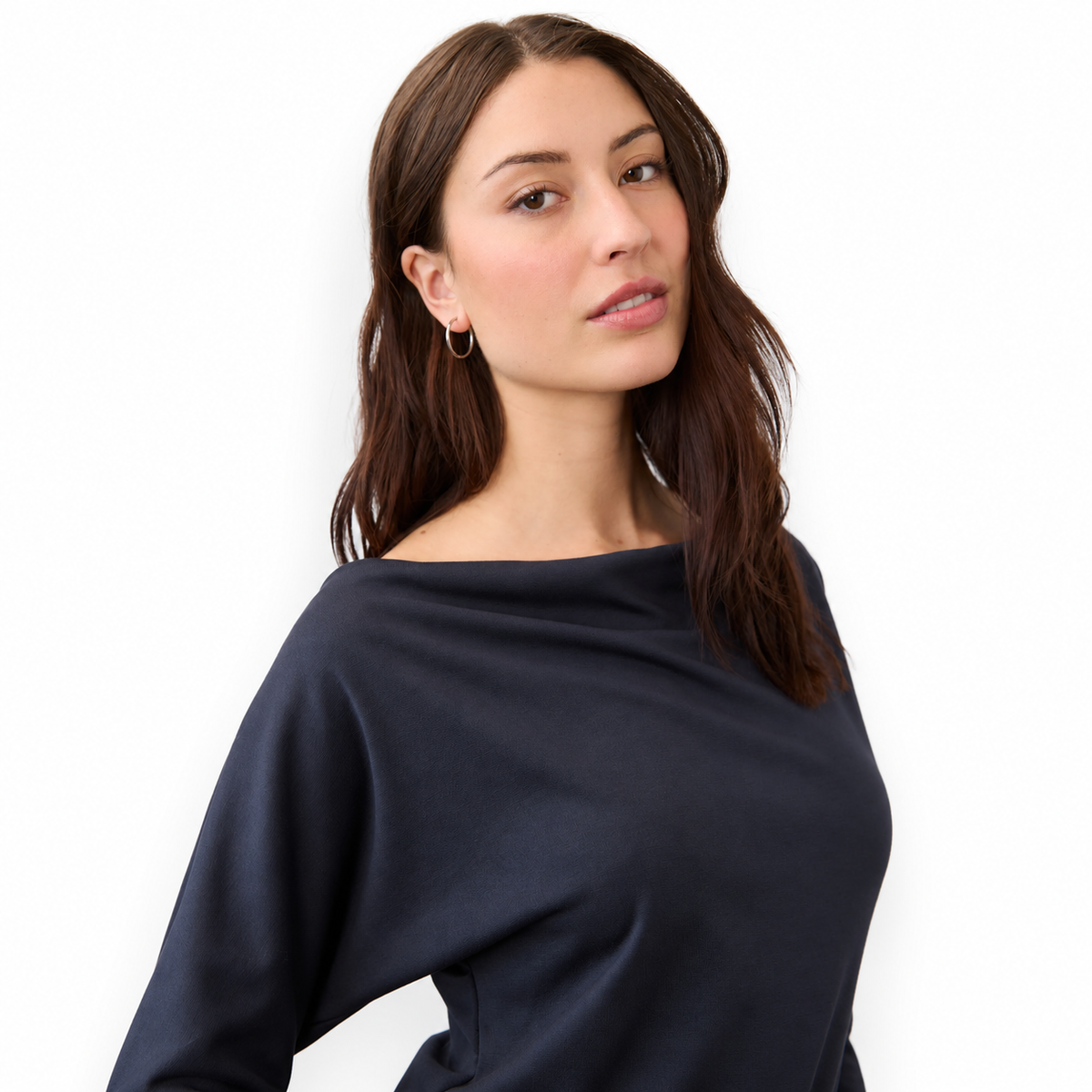 FDJ 3/4 Sleeve Cowl Boat Neck Top