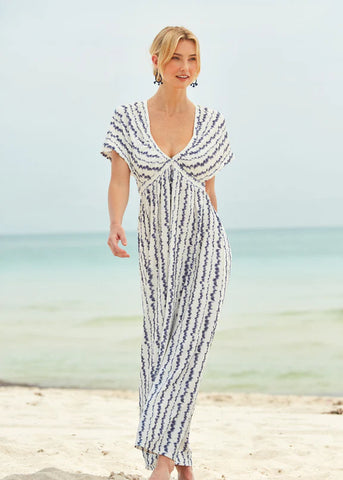 Cabana Life Deep V Flutter Sleeve Maxi Dress