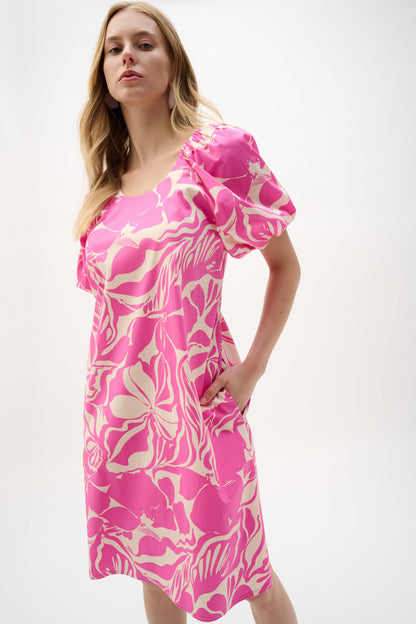 Joseph Ribkoff Stretch Cotton Floral Print Trapeze Dress, Style 262127