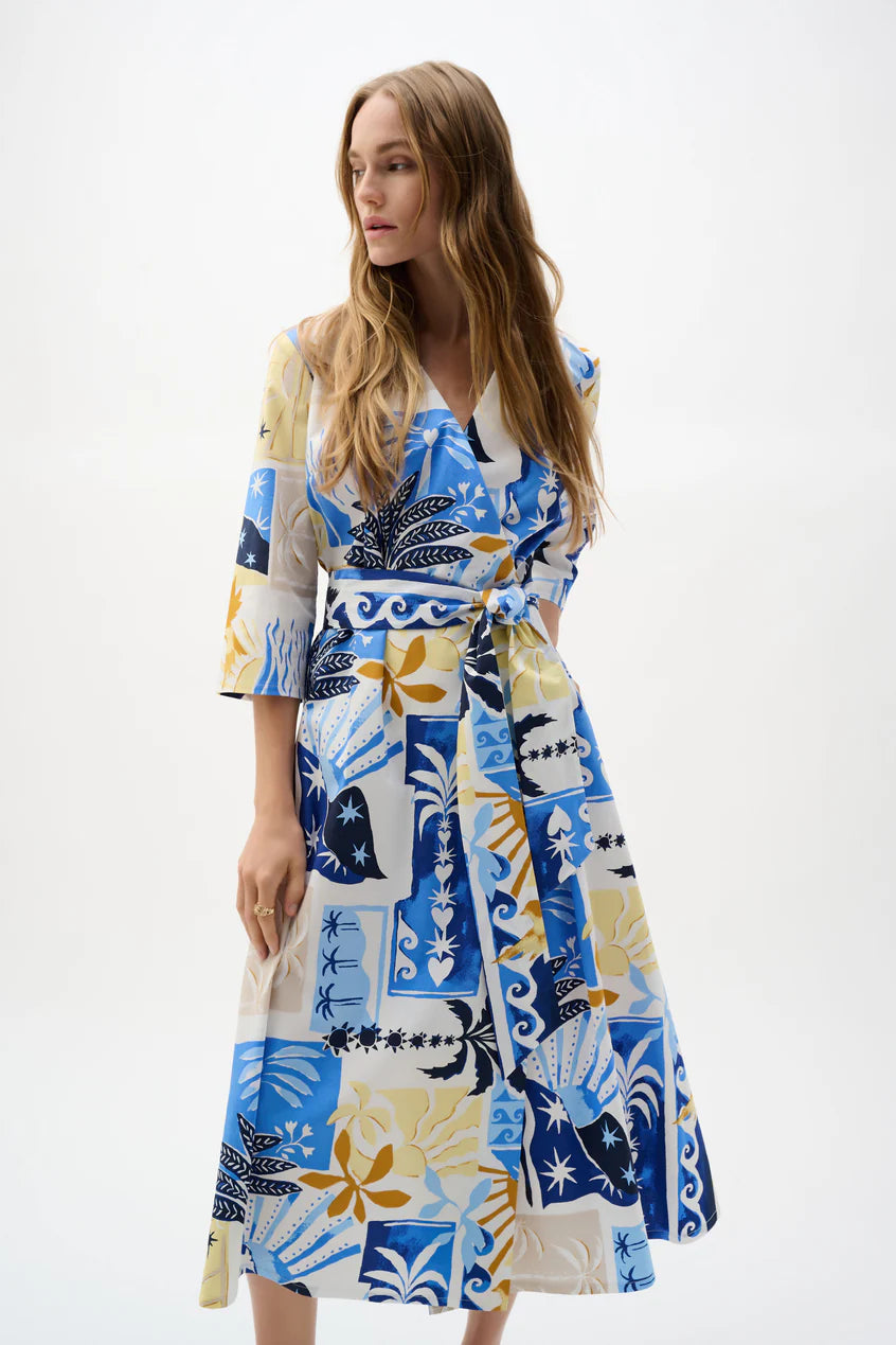 Joseph Ribkoff Floral V-Neck Wrap Dress, Style #262225
