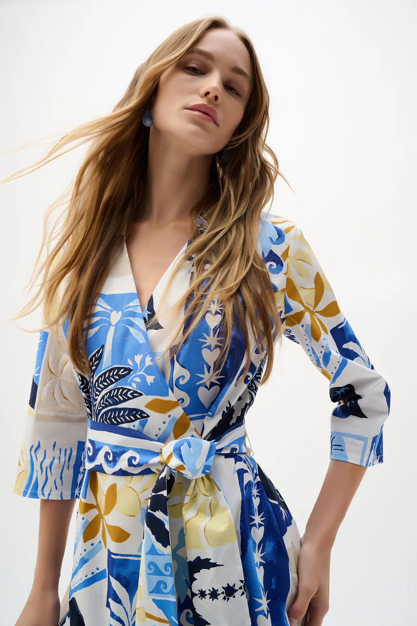 Joseph Ribkoff Floral V-Neck Wrap Dress, Style #262225