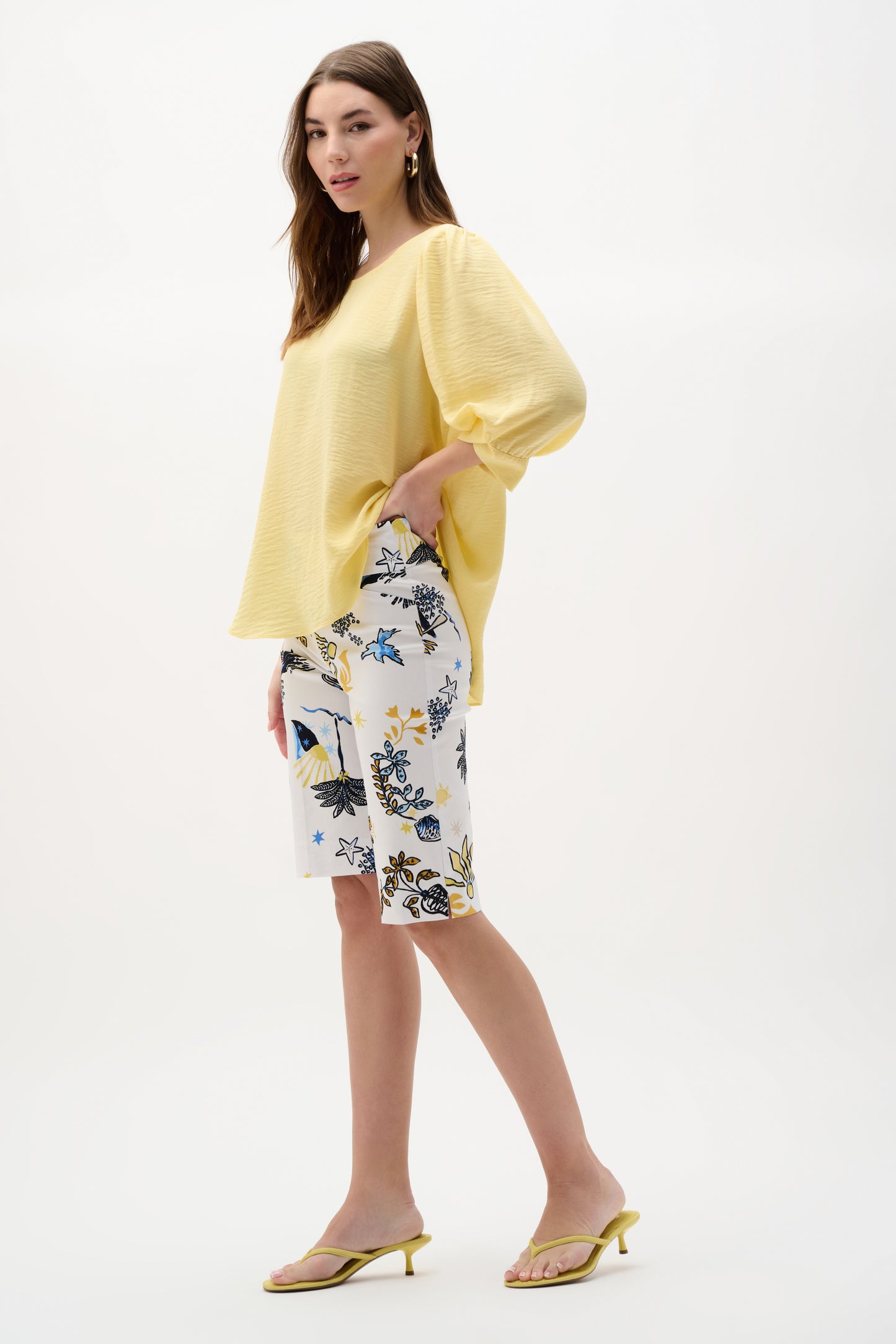 Joseph Ribkoff Floral High-waisted Shorts, Style 262228