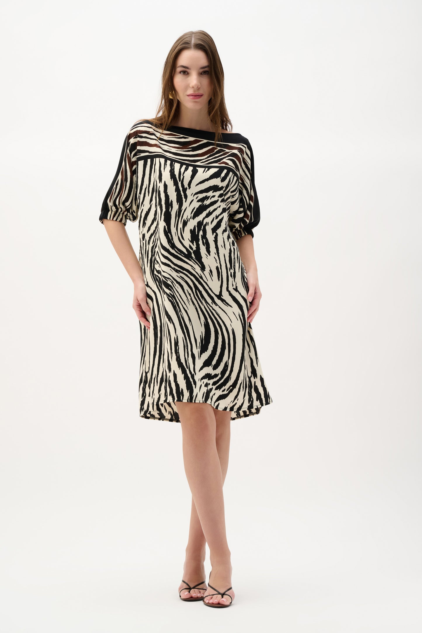 Joseph Ribkoff Recycled Woven Animal Print Straight Dress, Style 262229