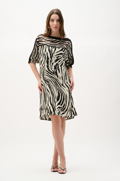 Joseph Ribkoff Recycled Woven Animal Print Straight Dress, Style 262229