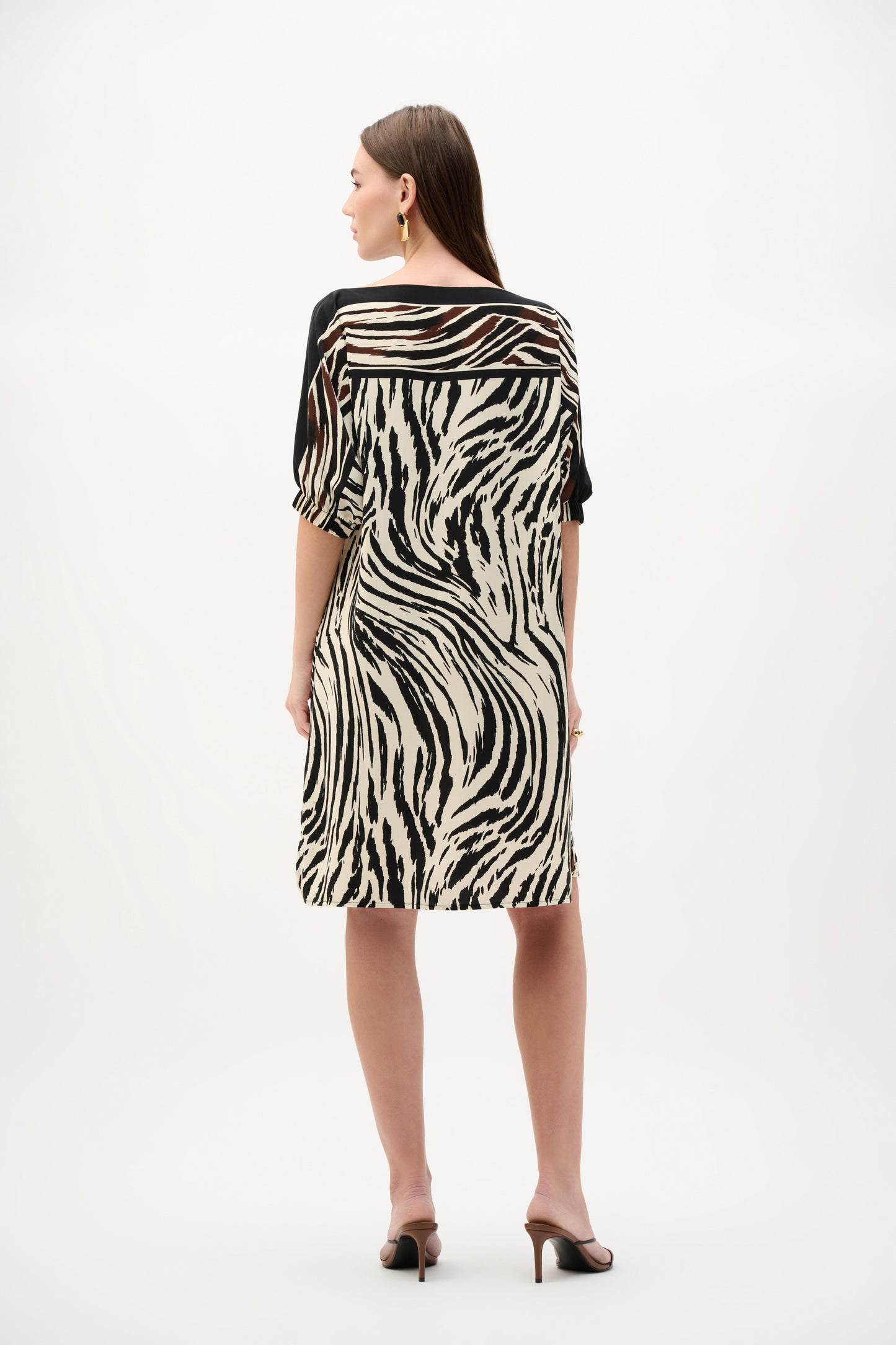 Joseph Ribkoff Recycled Woven Animal Print Straight Dress, Style 262229