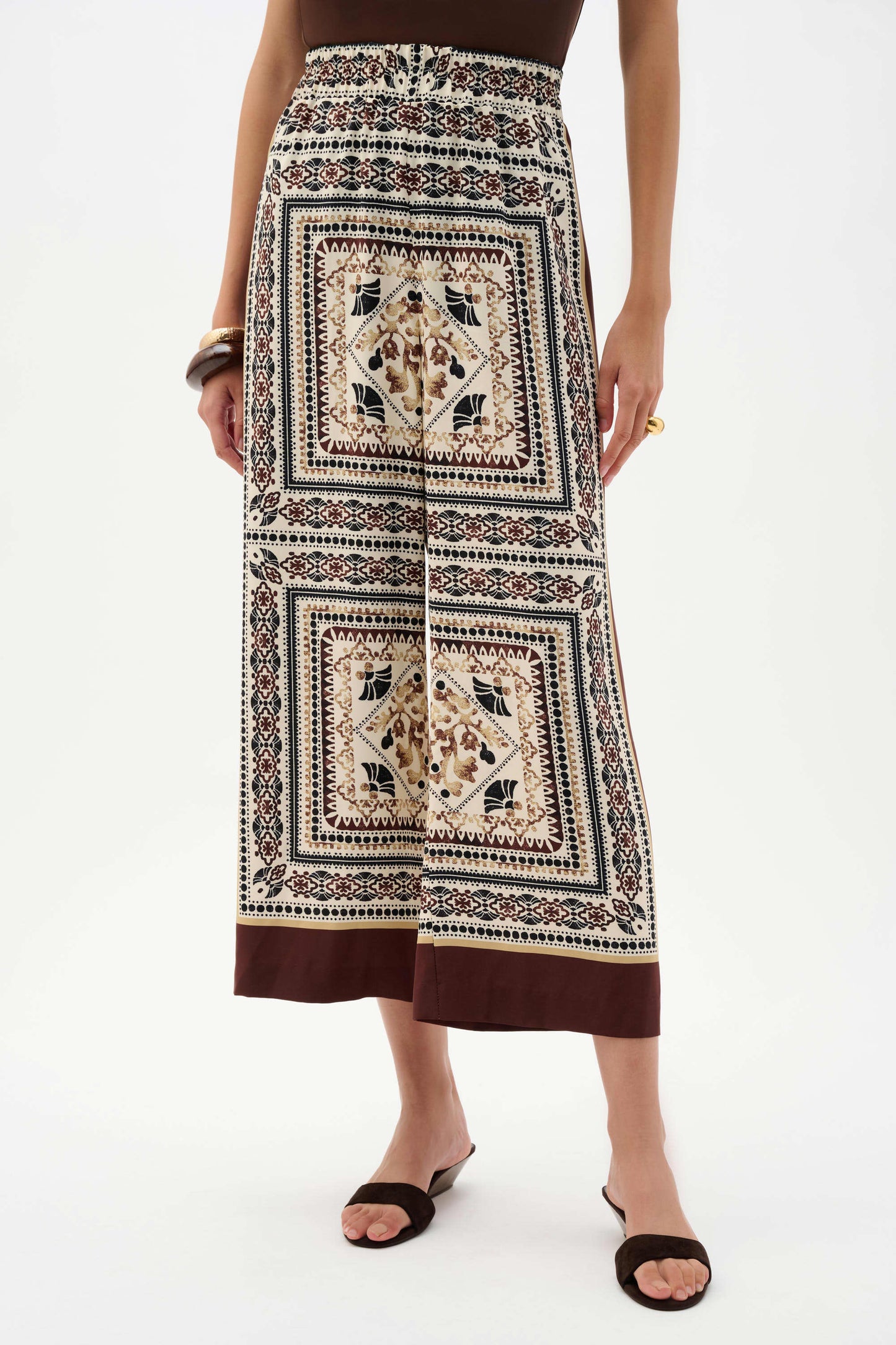 Joseph Ribkoff Scarf Print Wide-Leg Pull-On Pants, Style 262261