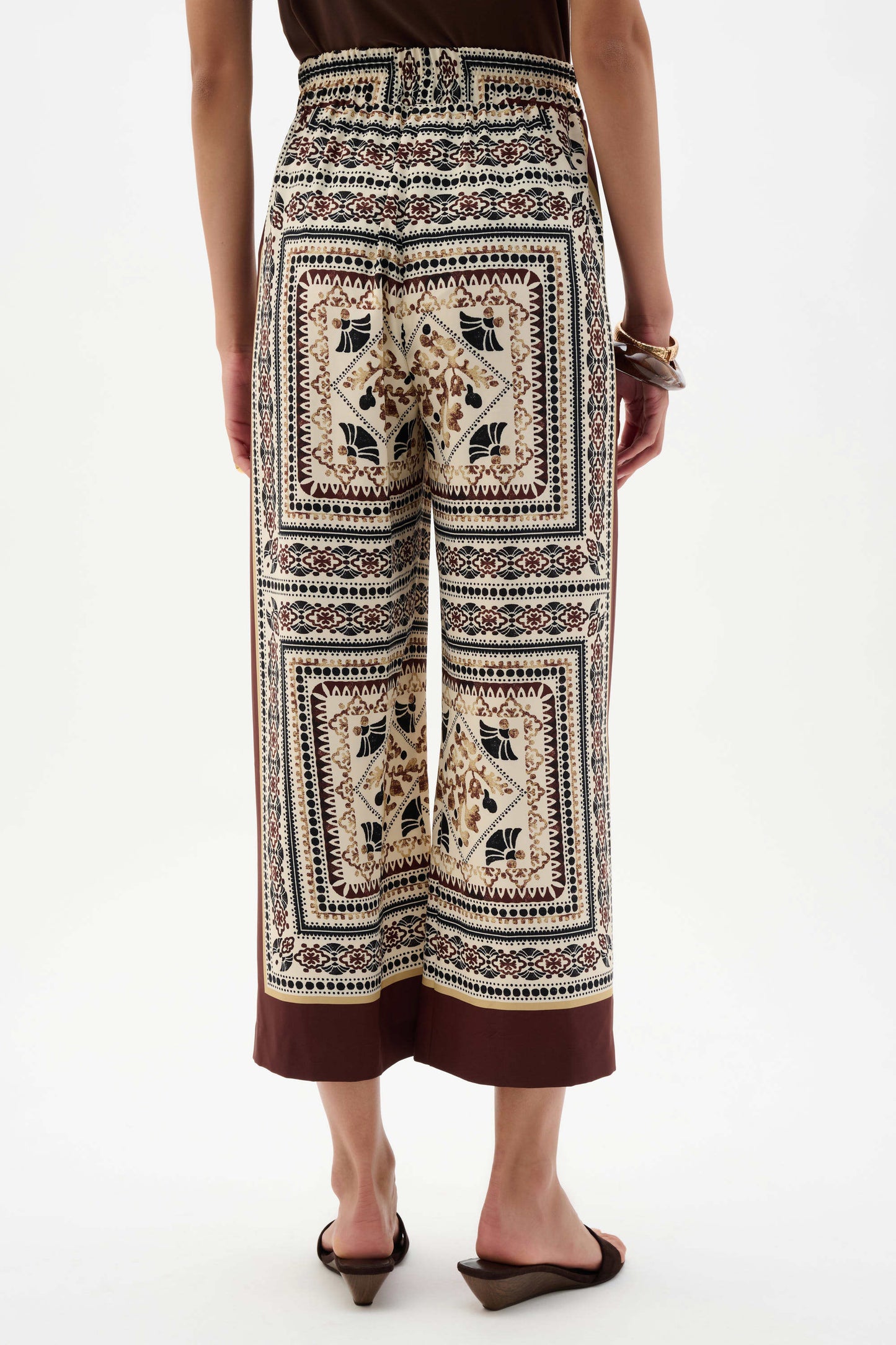 Joseph Ribkoff Scarf Print Wide-Leg Pull-On Pants, Style 262261