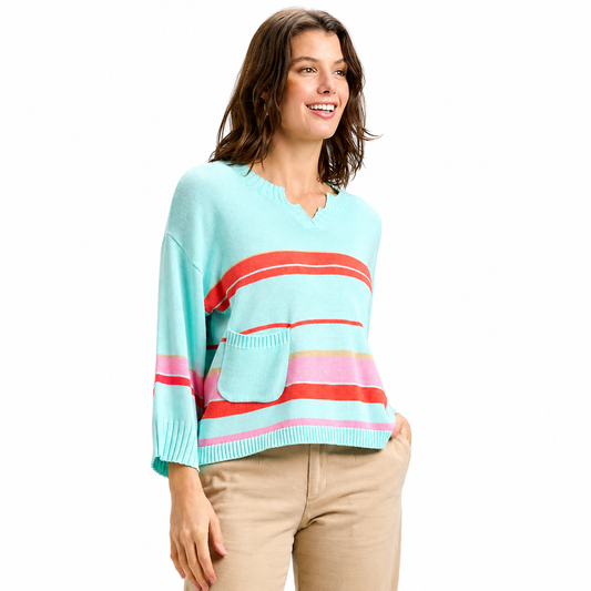 Zaket & Plover Crop Stripe Cardigan