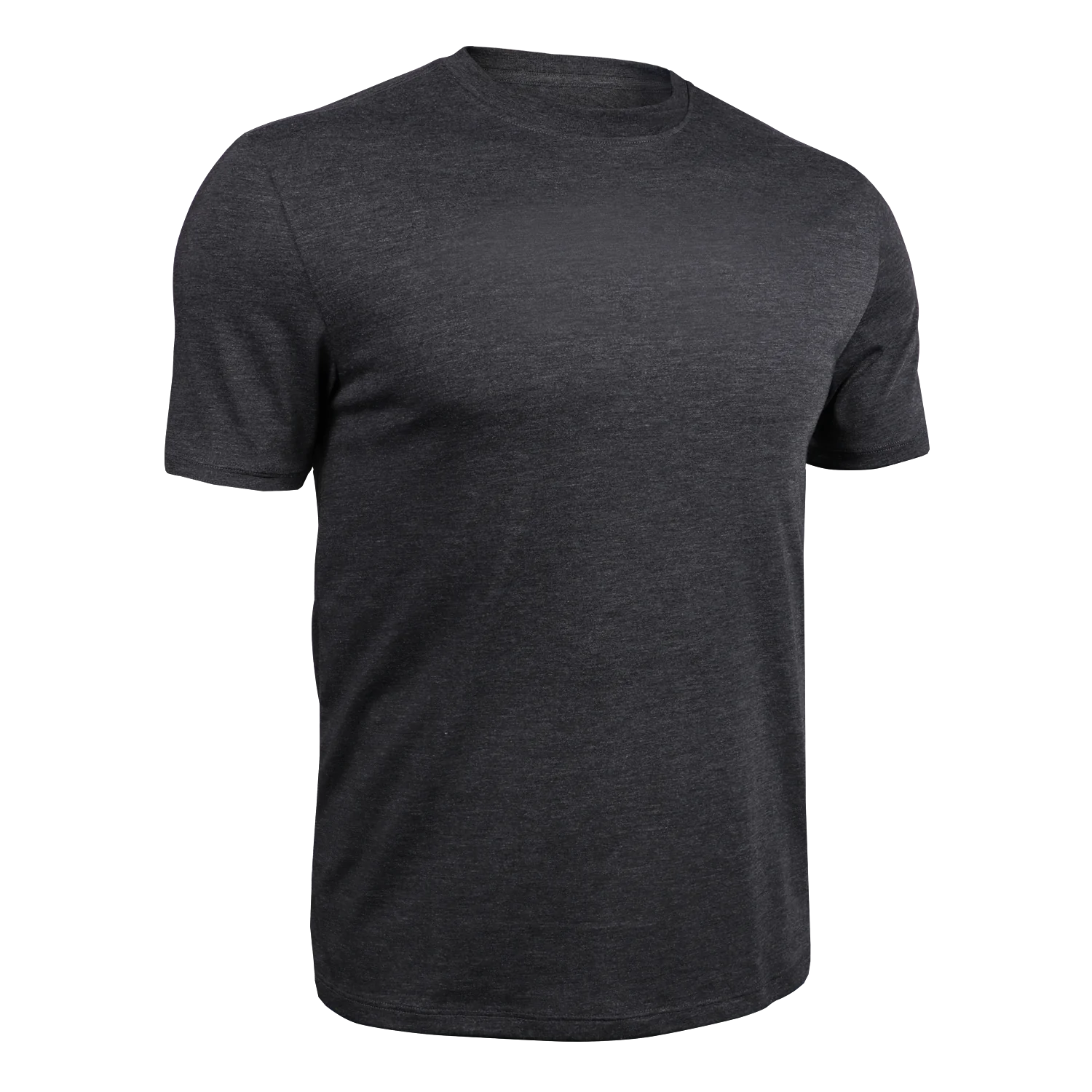 A gray 2UNDR All Day Crew Tee	men's undershirt designed made from a blend of recycled polyester, Tencel, and organic cotton.