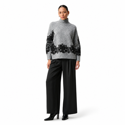 Joseph Ribkoff Lace Applique Mock Neck Sweater